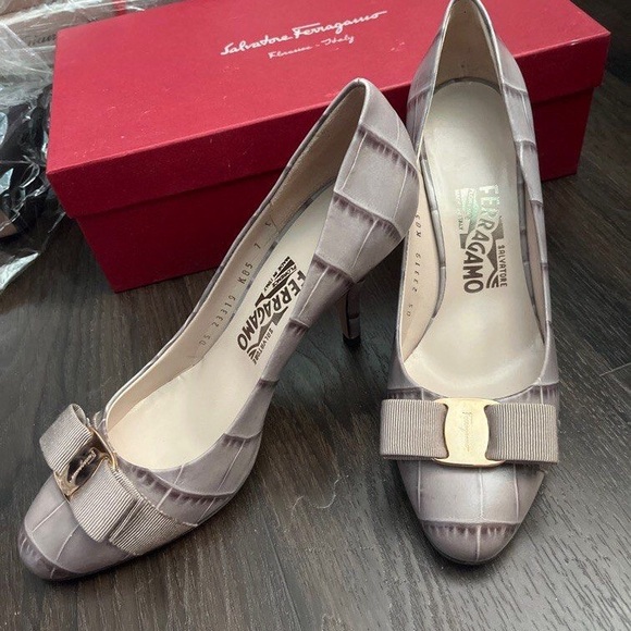 None Shoes - Ferragamo Women's Sophisticated Gray Heels